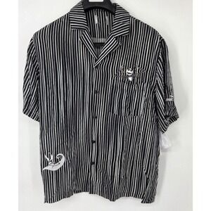NEW Disney Shirt Adult Medium Black Striped Nightmare Before Christmas Jack Zero